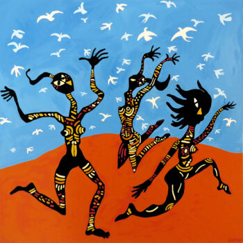 Pintura titulada "A dança" por Hugo Castilho, Obra de arte original, Esmalte Montado en Bastidor de camilla de madera