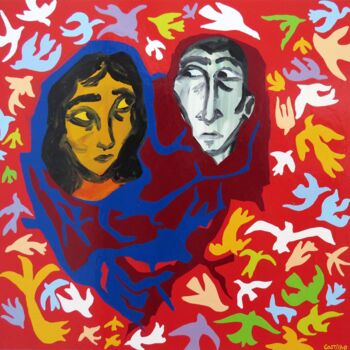 Pintura titulada "Somos um casal?" por Hugo Castilho, Obra de arte original, Acrílico Montado en Bastidor de camilla de made…