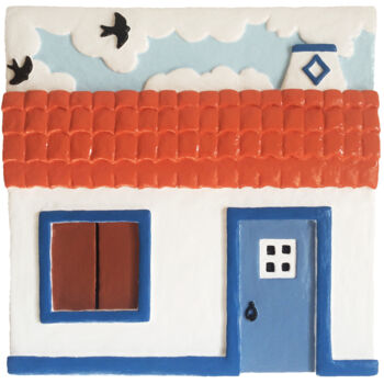 Escultura titulada "É uma casa alenteja…" por Hugo Castilho, Obra de arte original, Acrílico Montado en Bastidor de camilla…