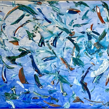 Peinture intitulée "La pêche" par Hugo Morata, Œuvre d'art originale, Acrylique