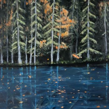Painting titled "Rivière d'automne" by Hugo Roussel, Original Artwork, Acrylic
