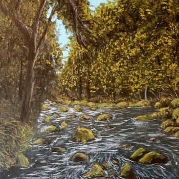 Painting titled "Balade en forêt" by Hugo Roussel, Original Artwork, Acrylic