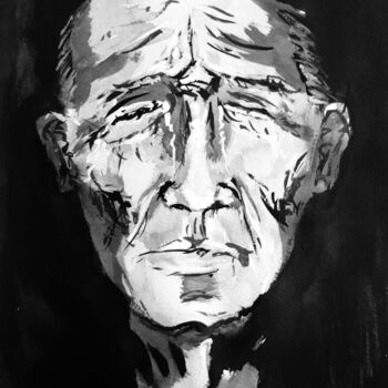 Ζωγραφική με τίτλο "Old man" από Hugo Silva, Αυθεντικά έργα τέχνης, Ακουαρέλα