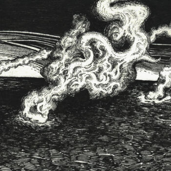 Tekening getiteld "THRICE BURNT THE SE…" door Hugo Simon, Origineel Kunstwerk, Inkt