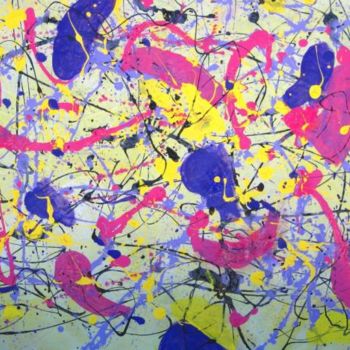 Pintura titulada "yellow, pink and bl…" por Hugo Ruggiero "Hr", Obra de arte original