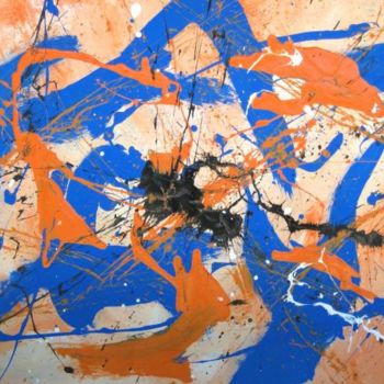 Painting titled "Blue and oranges" by Hugo Ruggiero "Hr", Original Artwork, Oil