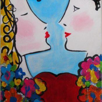 Painting titled "The Kiss" by Hugo Ruggiero "Hr", Original Artwork, Oil