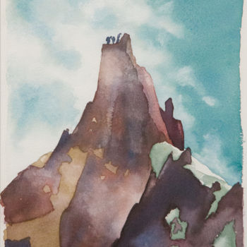 Painting titled "La-dent-du-crocodil…" by Hugues Basseguy, Original Artwork, Watercolor