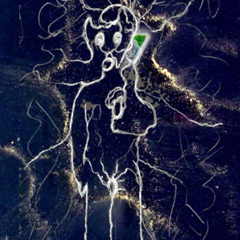 Digitale Kunst mit dem Titel "Connecté 3" von Hugues Elbe, Original-Kunstwerk, Fotomontage