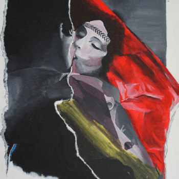 Painting titled "Le baiser" by Hugues Elbe, Original Artwork, Acrylic Mounted on Wood Stretcher frame
