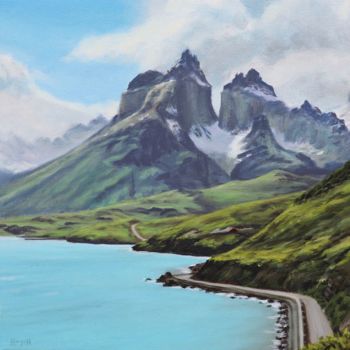 「Cuernos del Paine」というタイトルの絵画 Hugohによって, オリジナルのアートワーク, オイル