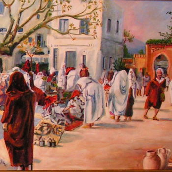 Peinture intitulée "marche-marocain.jpg" par Hugues Mardelle, Œuvre d'art originale