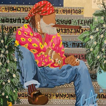 Картина под названием "DJINO SANCHEZ" - Hugues Matumona, Подлинное произведение искусства, Акрил