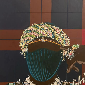 Painting titled "AFRICAN DRIP - SHUK…" by Hugues Matumona, Original Artwork, Acrylic