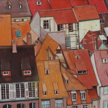 Malarstwo zatytułowany „Les toits de Strasb…” autorstwa Hugues Renck, Oryginalna praca, Akryl