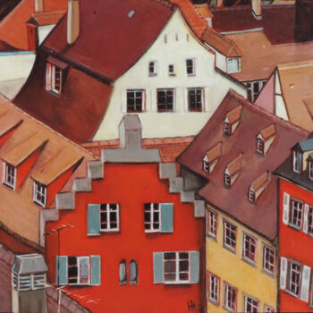 Pintura titulada "Les toits de Strasb…" por Hugues Renck, Obra de arte original, Acrílico