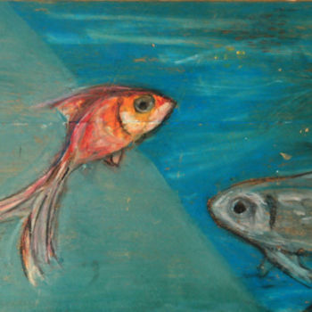 Dessin intitulée "poissons" par Hugues Boucry, Œuvre d'art originale, Pastel