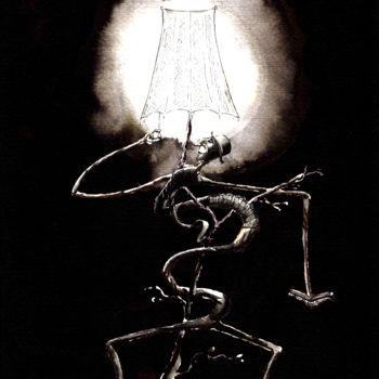 Peinture intitulée "livre-de-nuit1.jpg" par Hugues Breton, Œuvre d'art originale, Aquarelle