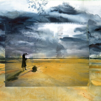 Malerei mit dem Titel "Steppe -horizon" von Hugues Breton, Original-Kunstwerk, Aquarell