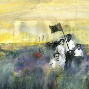 Schilderij getiteld "Steppe - Marche" door Hugues Breton, Origineel Kunstwerk, Aquarel