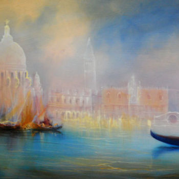 Painting titled "Venise 60x30" by Hugues Chamagne, Original Artwork, Acrylic