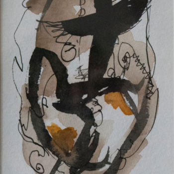 Картина под названием "envol1 14x8cm" - Hugues Chamagne, Подлинное произведение искусства, Чернила