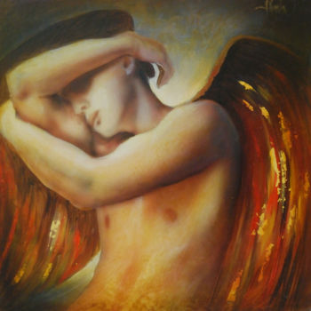 Pintura intitulada "ange4.jpg" por Hugues Chamagne, Obras de arte originais, Acrílico