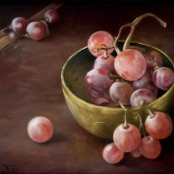 Painting titled "Raisins - Grapes" by Hugues Delbergue, Original Artwork