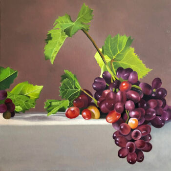 Peinture intitulée "raisin" par Hugues Rubio, Œuvre d'art originale, Huile