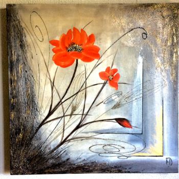 Painting titled "Coquelicots flamboy…" by Hd-Creation, Original Artwork, Acrylic