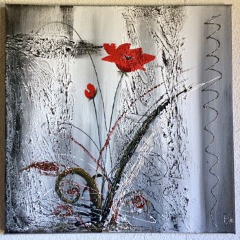 Malarstwo zatytułowany „Fleurs Rouge” autorstwa Hd-Creation, Oryginalna praca, Akryl