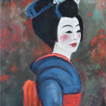 Malarstwo zatytułowany „Geisha 7.jpg” autorstwa Hu Hei Bei, Oryginalna praca, Pastel