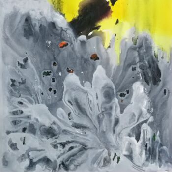Peinture intitulée "Grayscale- yellow 2" par Hui Li, Œuvre d'art originale, Acrylique Monté sur Châssis en bois