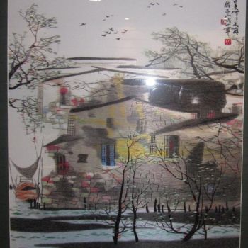 Artesanato intitulada "water-village.jpg" por Huifen Yao, Obras de arte originais