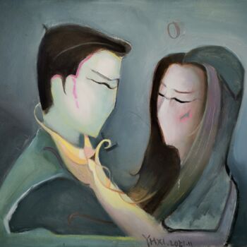 Pintura intitulada "《我们互相伤害》" por Huixi Yu, Obras de arte originais, Pigmentos