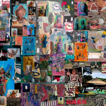 Digital Arts titled "Buddhism aggregated" by Humans Sato, Original Artwork, Digital Collage