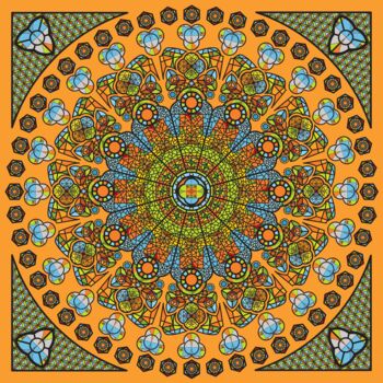 Prenten & gravures getiteld "Mandala step three" door Humberto Cesar Pornaro, Origineel Kunstwerk, Digitale afdruk