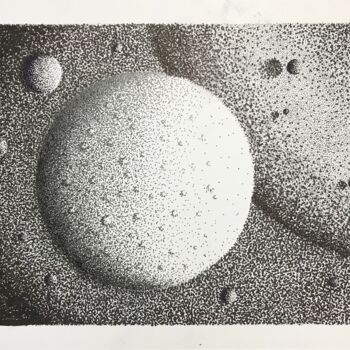 Dessin intitulée "Moon" par Humberto Cesar Pornaro, Œuvre d'art originale, Encre