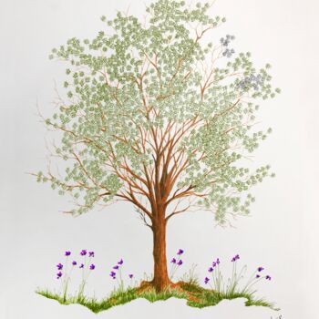 Dessin intitulée "The lucky tree" par Humberto Cesar Pornaro, Œuvre d'art originale, Pigments