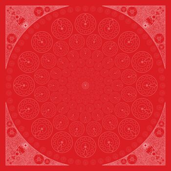 Arte digitale intitolato "Mandala Reel Red" da Humberto Cesar Pornaro, Opera d'arte originale, Stampa digitale