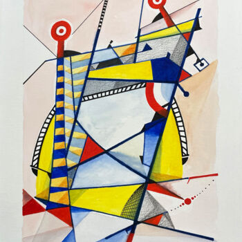 Pittura intitolato "Abstraction 10" da Humberto Cesar Pornaro, Opera d'arte originale, Acquarello