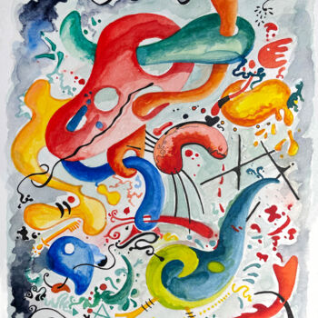 Peinture intitulée "Abstraction 19 Pain…" par Humberto Cesar Pornaro, Œuvre d'art originale, Aquarelle