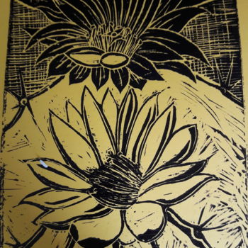 Printmaking titled "Cactus" by Hurakan, Original Artwork, Linocuts
