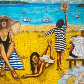 Painting titled "Summer Vibes I" by Hüseyin Ak, Original Artwork, Oil
