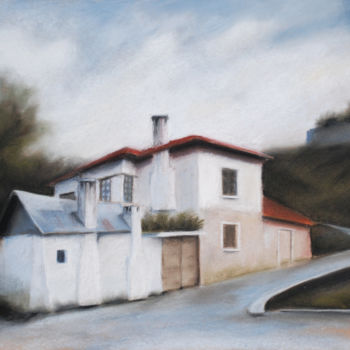 Pintura titulada "House on slope" por Husnu Konuk, Obra de arte original, Otro