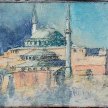 Pintura intitulada "Ayasofya" por Husnu Konuk, Obras de arte originais, Óleo