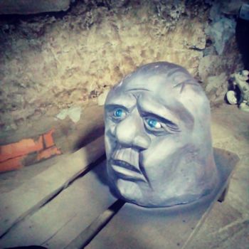 Скульптура под названием "Голова" - Андрей, Подлинное произведение искусства, Металлы