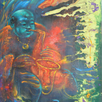 Schilderij getiteld "Jazzman aka Street…" door Daas, Origineel Kunstwerk, Acryl