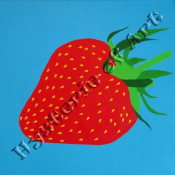 Peinture intitulée "Strawberry Pop" par Hysterie Of Art, Œuvre d'art originale, Huile