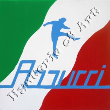 Painting titled "Forza Azzurri" by Hysterie Of Art, Original Artwork, Oil